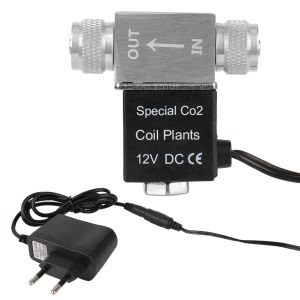 Équipement Prise UE DC 12 V Double tête pour aquarium Valve magnétique Régulateur de système de CO2 Électrovanne électrique d'aquarium basse température