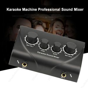 Équipement EU / US Karaoke Sound Mixer Professional Audio System Portable Double Mic Entrées Audio Sound Mixer pour amplificateur Microphone