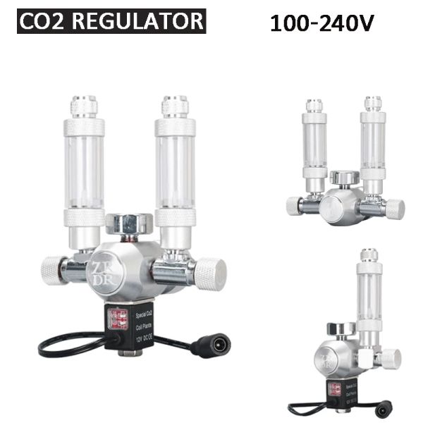 Équipement Régulateur de CO2 pour aquarium, vanne de réglage fin à 360°, groupe d'électrovanne compteur de bulles, réducteur de pression de dioxyde de carbone