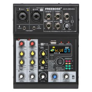 Équipement Mélangeur audio gratuit 4 canaux Tableau de son 88 Console de mixage d'effet DSP avec jeu d'enregistrement USB Bluetooth pour le karaoké AGAS04AB