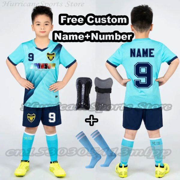 Équipement Nom personnalisé gratuit + numéro23 Boys Football Jersey Filts Child Soccer Sports Uniforms Kids Sportswear Kits Children's Football Suit