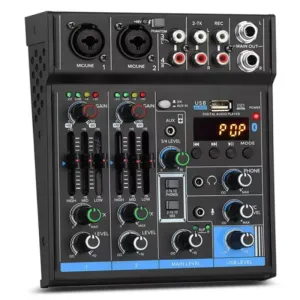 Équipement M4 4 canaux Sound Mixing Console Bluetooth Record ordinateur Playback 48V Phantom Power Retard REPAEAT Effet USB Audio Mixe