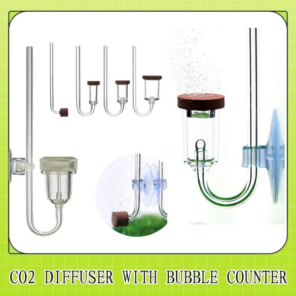 Équipement MINI Diffuseur de CO2 avec compteur de bulles Atomiseur de style Twinstar Acrylique Aquarium Dioxyde de carbone Transparent Fish Tank Plantes d'eau