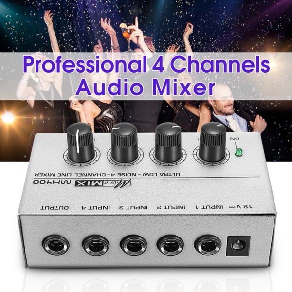 Équipement MX400 Audio Mixer Mono Micro Mix Professional 4 Channel Analog Family Mini Portable Compact Sound Adaptateur pour DJ KTV Karaoke