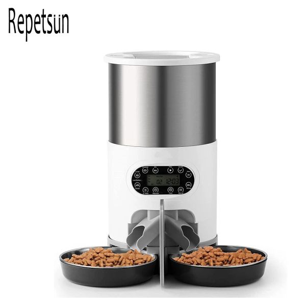 Équipement Smart Automatic Dog Feeder Auto Cat Slow Food Dispenser avec en acier inoxydable Bol de bol de bol