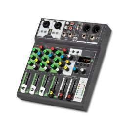 Apparatuur stereo DJ Studio Audio Mixer Sound Board met 4 kanaal, voor studio -opname -uitzending Small Mixer Typec Port