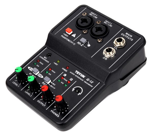 Equipo TEYUN Q12 Tarjeta de sonido de audio profesional con guitarra eléctrica Monitor ELECTRICE Grabación de transmisión en vivo para estudio Singing Computer PC
