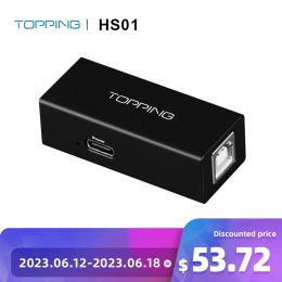 Apparatuur Topping HS01 USB 2.0 Hoge snelheid Audio -isolator 1KVRMS USB Isolator USB 2.0 High Speedpcm32bit/768kHz DSD512 Native lage latentie