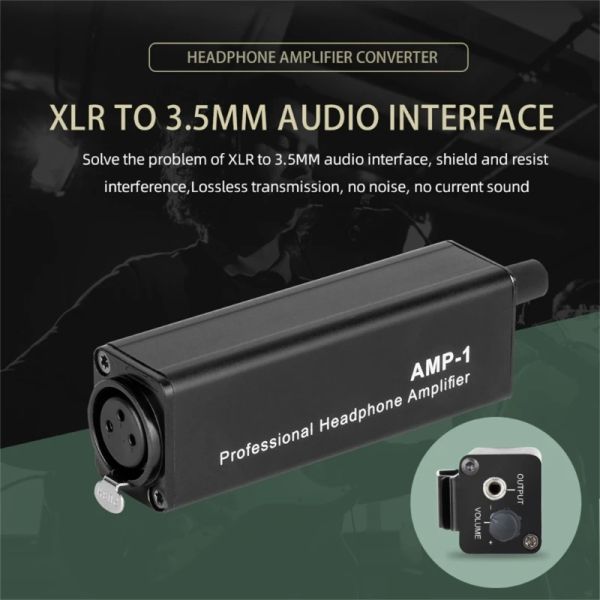 Equipo Universal XLR a 3.5 mm Amplificador de auriculares Sin interferencia Hifi Calidad de sonido con control de volumen de salida para amante de la música