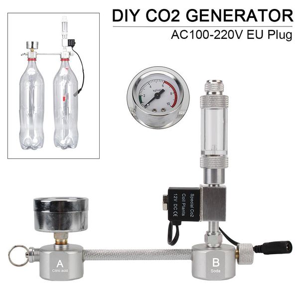 Équipement avec électrovanne générateur de CO2 bricolage Aquarium système de générateur de CO2 Kit diffuseur de compteur de bulles pour la croissance des plantes aquatiques