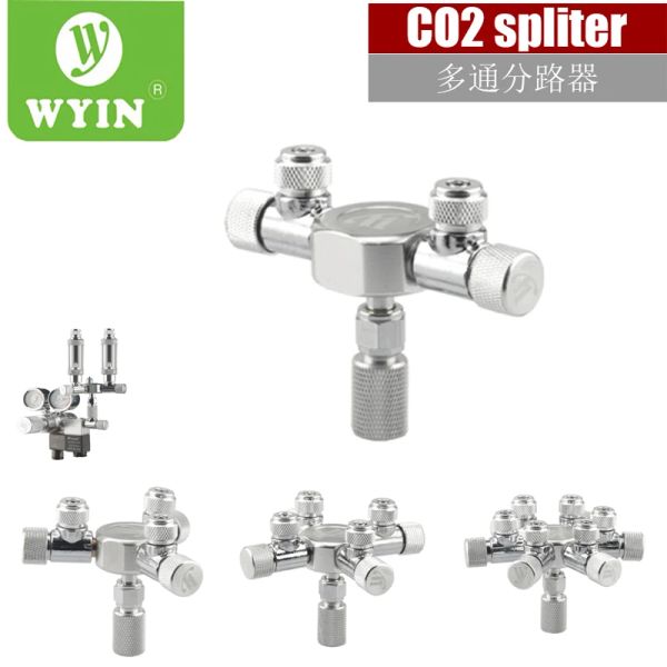 Équipement WYIN Valve à aiguille de répartiteur de distributeur de CO2 multidirectionnel d'aquarium en acier inoxydable, compteur de bulles de clapet anti-retour pour régulateur de solénoïde