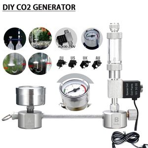 Équipement ZRDR Kit de système de générateur de CO2 DIY pour Aquarium Générateur de CO2, Diffuseur de Compteur de Bulles avec électrovanne, pour/Croissance des Plantes Aquatiques