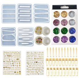 Uitrustingen 1 Set Kristal Epoxyhars Mal Haar Clip Haarspeld Casting Siliconen Mal DIY Ambachten Sieraden Haarspeld Maken Gereedschap