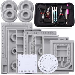 Uitrustingen 1 Set Flocked Bead Board Organizer Artistry Tray Sieraden Metenschapsinstrument met tang met schaar Diy armband ketting