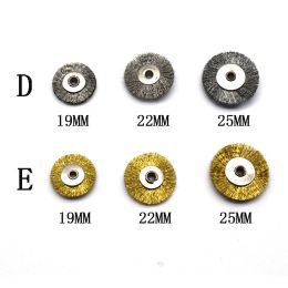 Équipements 100 pcs Brosses de roue en fil d'acier en acier sans brosse de polissage à la tige pour outils rotatifs dremel bijoux outil de bricolage diy dia 19 mm 22 mm 25 mm