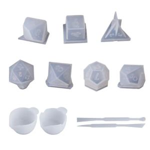 Uitrustingen 11 PCS/SET 3D DICE Vorm Siliconenvorm Sieraden Crystal Epoxy Resin Molds Board Game Dice Set Making Tool