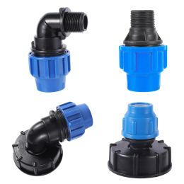 Equipos 20/25/32 mm Tipe de PE Convierta 1/2 "3/4" 1 "Adaptador reductor de rosca 60 mm Conector de agua de agua IBC IBC Regigación de riego de riego