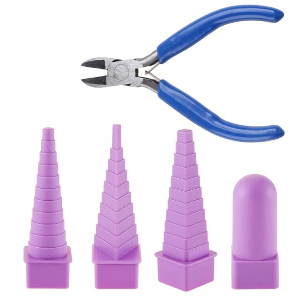 Équipements 5 pièces/ensemble mandrins violets pointe en nylon pince à nez de chaîne pour la fabrication de bijoux outil d'emballage de fil carré triangle ovale rond