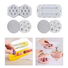 Équipements 7 Shapes Dices Square Dices Moule Dices Digital Game Silicone Moule Crystal Epoxy Résine Moule avec boîte de rangement C63F