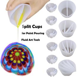 Apparatuur 7 stks Siliconen Split Cup 2/3/4/5 Kamers Herbruikbare Siliconen Gieten Verdeeld Cups voor Vloeistof Art Acrylverf Hars DIY Dropship