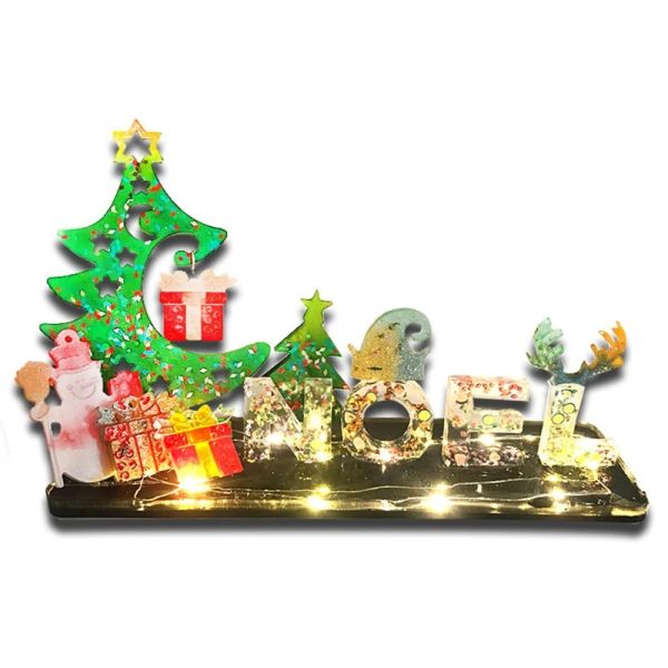 Equipos Árbol de Navidad Números del alfabeto Molde de silicona Resina epoxi Fundición Herramienta de joyería Fabricación de resina Diy Artesanía Decoración del hogar