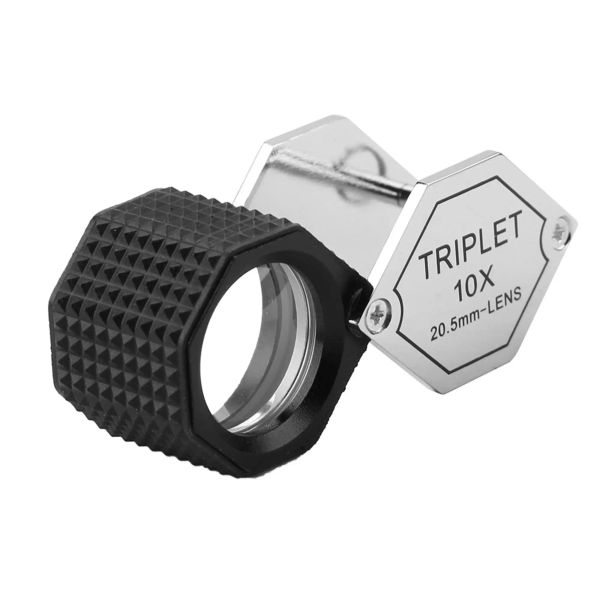 Équipements Hexagone 20,5 mm de diamètre 10x Loupe Triplet Loupe de pierres précieuses Diamant Grading Eye Loupe Outils d'identification de bijoux Lysuz