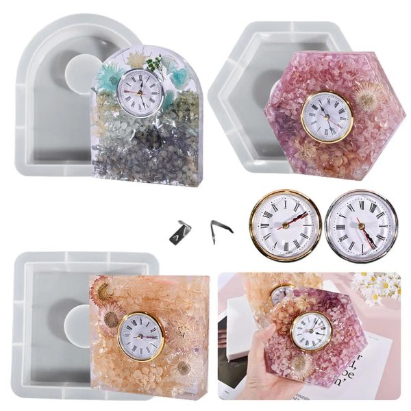 Équipements Vente chaude horloge résine moule chiffres romains Constellation chiffres arabes horloge moule en Silicone pour résine époxy bricolage fabrication de bijoux