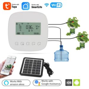 Équipements Intelligent Automatic Water Timer WiFi Tuya Microdrip Irrigation Contrôleur Digital Watering Irrigation Timer avec panneau solaire