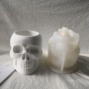 Équipements J60e Crystal Epoxy Skull Flower Pot Silicone Moule en plâtre en béton Moule de vase en résine