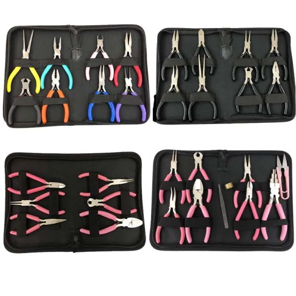 Équipements Multifonction en acier au carbone bijoux pinces outils Kits sac rond nez plié perles coupe fil pinces pour la fabrication de bijoux outil de bricolage