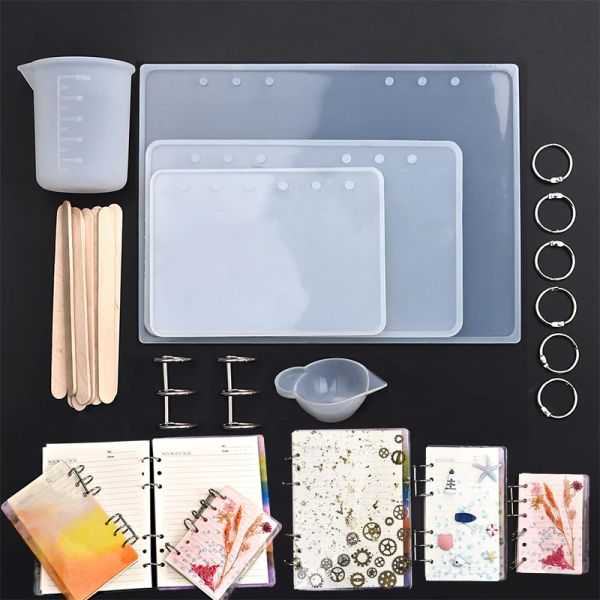 Équipements Silicone Casting Moules Tools Ensemble d'outils pour A5 A6 A7 Notebook Case Coulage de résine époxy Moule de bricolage Bijoux Bijoux