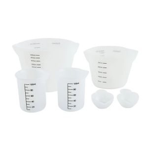 Équipements Tasses à mesurer en silicone 500 ml et 250 ml Grande tasse à mesurer en résine réutilisable 6 tasses de mélange en silicone pour le moulage époxy
