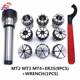 ER25 Clambes de printemps 9pcs MT2 ER25 M12 1PCS ER25 Wrench 1PCS Collet Chuck Morse Holder Cone pour CNC Milling Lathe Tool