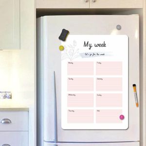 Wisbare koelkastmagneet maandelijks wekelijkse schema A4 magnetische planner whiteboard kalenderstickers memo -bericht wit bord