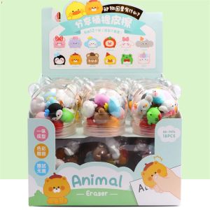 Eraser 12 Set / Lot Creative Animal Eraser Ensemble mignon Écriture Drawing Rubber crayon Erasers PAPELERI