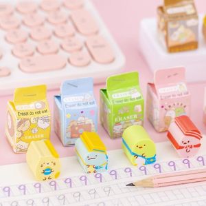 Eraser 48 PCS / Lot Kawaii Pet Milk Carton Eraser Cat Cat Écriture Dessin Rubber Crayon Eraser École de bureau