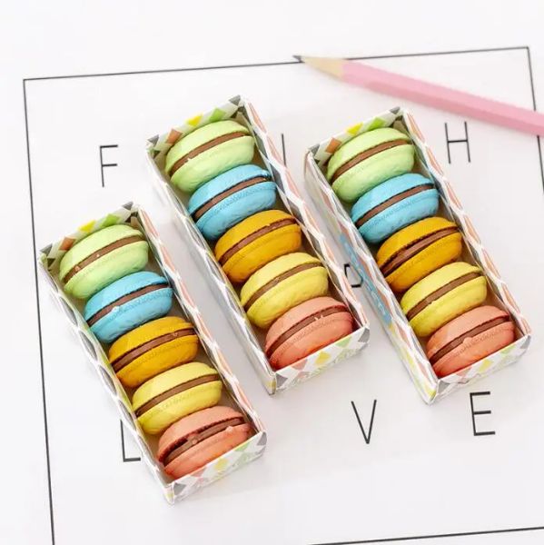 Erasers 10 set / lot Nouveauté macaron Eraser mignon gastronomie écriture crayon caoutchouc gaser papearygifts office scolaire de bureau