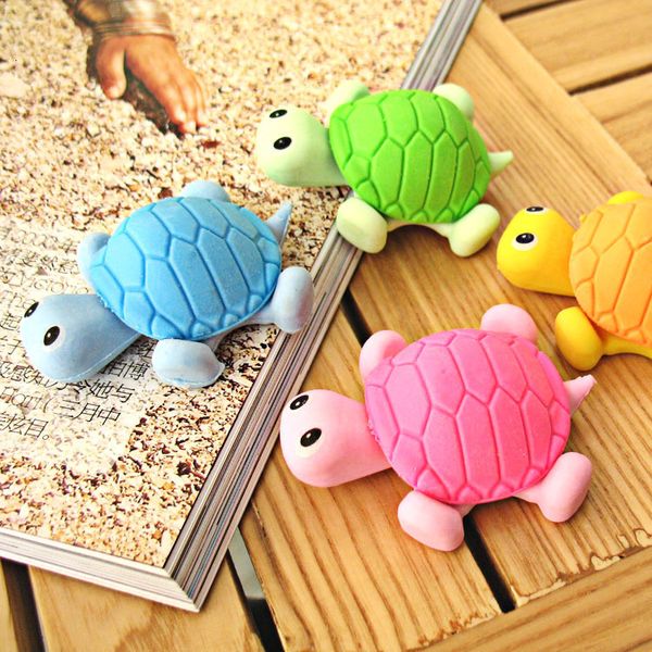 Gommes 24 pièces papeterie créative petite tortue simulation gomme animal dessin animé caoutchouc étudiant pour l'école 221118