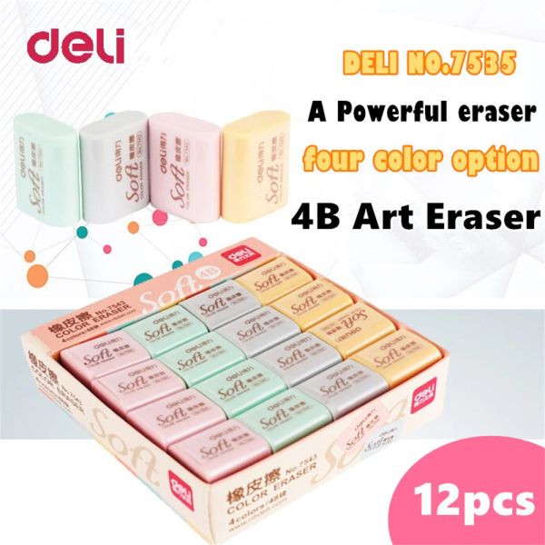 Erasers Deli 12pcs Co dans la papeterie coréenne 4B PEINTURE ÉTUDIANT SANS LE QUESTION SANS LORTIS