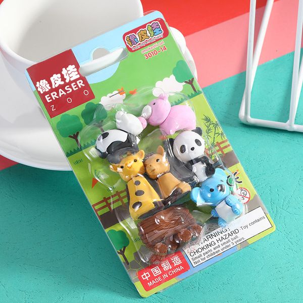 Gommes Dinosaure Dauphin Panda Gomme Creative Dessin Animé Animal En Caoutchouc Chiot Ensemble DIY Jouet Fournitures Scolaires Papeterie Carton Enfants Cadeau 230703