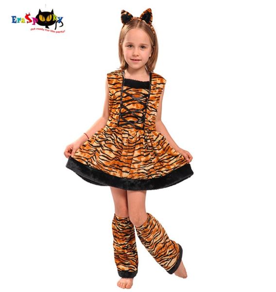 Disfraces de Carnaval de Eraspooky para niños, linda banda para la cabeza, disfraz de Halloween encantador, disfraz de tigre, vestido para niñas 4775159