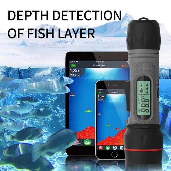 Erchang F12B détecteur de poisson sans fil sondeur écho rechargeable 90M de profondeur Sonar étanche Portable pour la pêche sur glace en hiver 240104