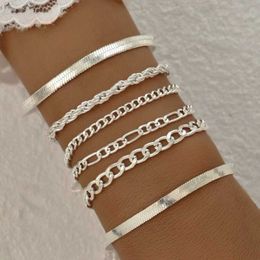 Erdo Chain 6PCS / Set Fashion Bracelets de liaison à chaîne épaisse ensemble pour femmes Gold Couleur Silver Color Metal Snake Chain Twist Bracelet Punk Jewelry D240419