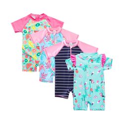 Er is badkleding voor meisjes kinderen zwempakpak korte mouw nylon strandkleding upf50  zonbescherming sunsuit 220426