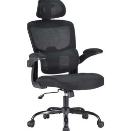 Chaise de bureau Ergonomic High Back Office avec appuie-tête réglable et support lombaire - parfait pour la maison et le bureau - Couleur noire