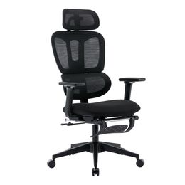 Ergonomische bureaustoel van mesh met 2D verstelbare armleuning, bureaustoel met hoge rugleuning, zwart