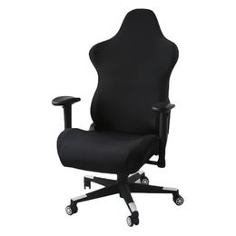 Ergonomische Office Computer Game Chair Slipcovers Stretchy Polyester Black Covers voor Liggend Racing Gaming 211207