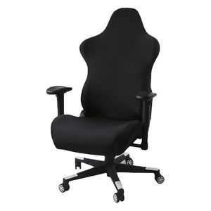 Housses de chaise Ergonomique Bureau Ordinateur Jeu Chaise Housses Stretch Polyester Noir pour Inclinable Racing Gaming