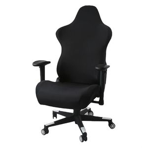 Housses de chaise de jeu d'ordinateur de bureau ergonomique Housses extensibles en polyester noir pour jeux de course inclinables 211207