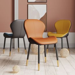Chaises de salle à manger de bureau ergonomique en cuir Luxury Metal Vanity Lounge Dining Chaises de salle